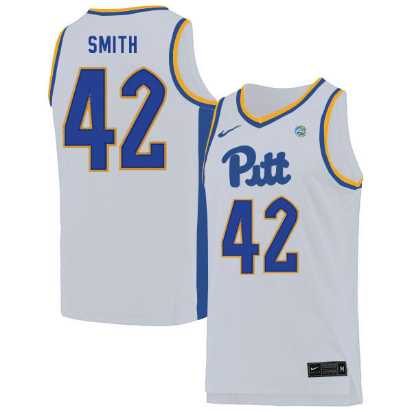 Men #42 Chayce Smith Pitt Panthers College Basketball Jerseys Sale-White